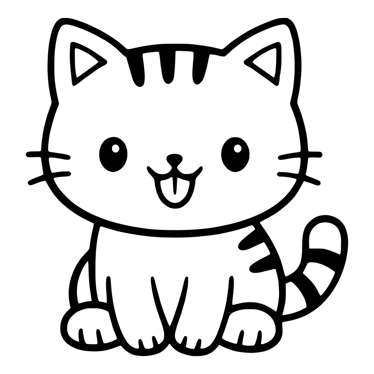 Happy Tabby Cat With Tongue Out And Striped Tail — free animal SVG cut file