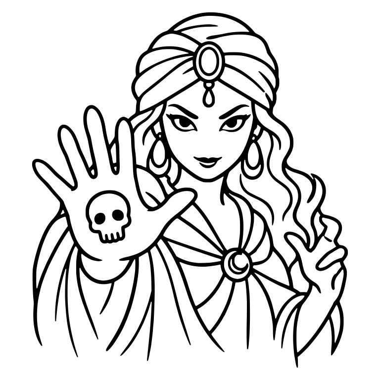 Fortune Teller Showing Skull on Open Palm — free characters SVG cut file