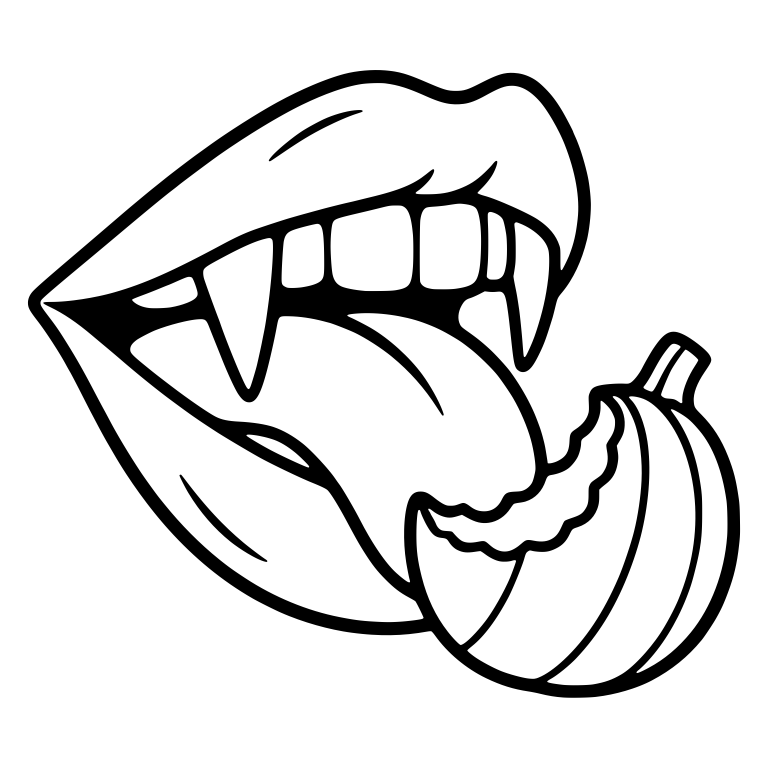 Vampire Mouth with Tongue Out and Bitten Pumpkin — free fantasy-creature SVG cut file