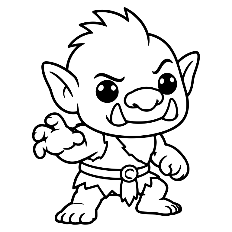 Troll in Fighting Stance With Clawed Hand and Belt — free fantasy-creature SVG cut file