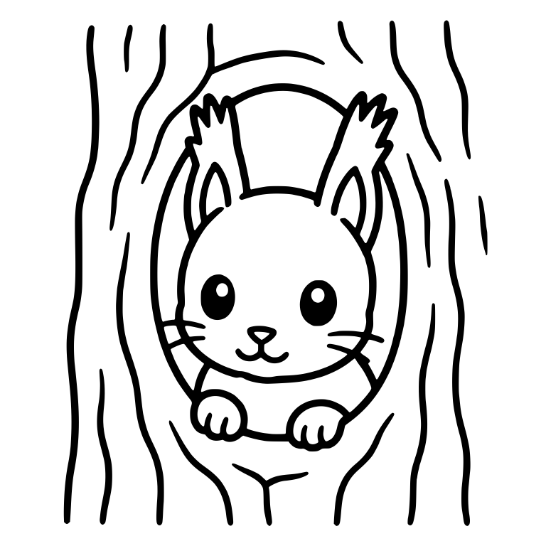 Squirrel Peeking Out of a Tree Hollow With Ear Tufts — free animal SVG cut file
