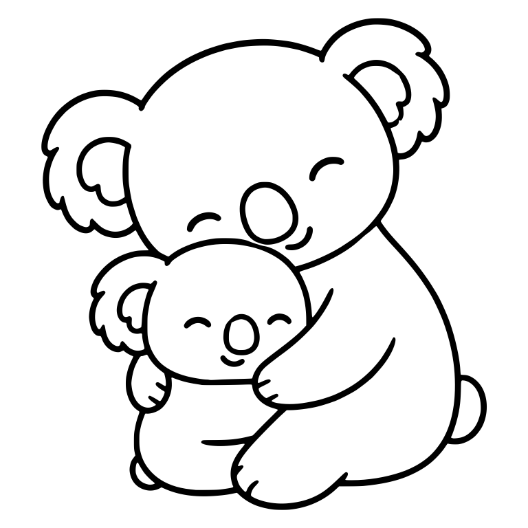 Koala Cuddling a Baby Koala Held Close to Its Chest — free animal SVG cut file