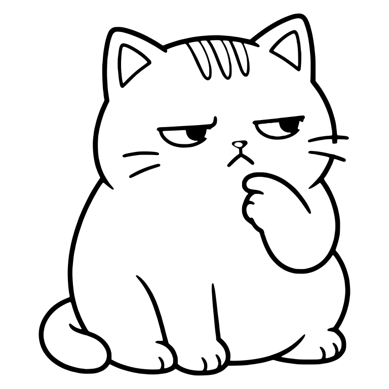 Chubby Tabby Kitten Sitting Upright with Paw on Chin — free animal SVG cut file