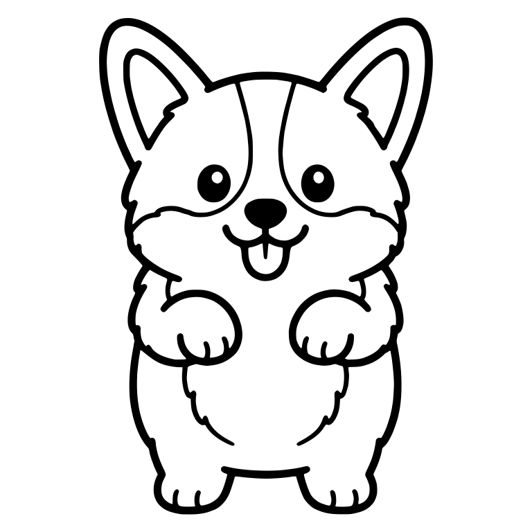 Standing Corgi Puppy With Paws Held Up to Its Chest — free animal SVG cut file