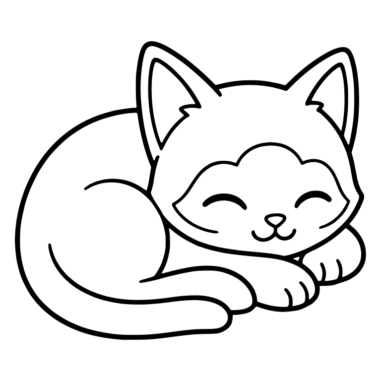 Sleeping Siamese Kitten Curled Up With Closed Eyes — free animal SVG cut file