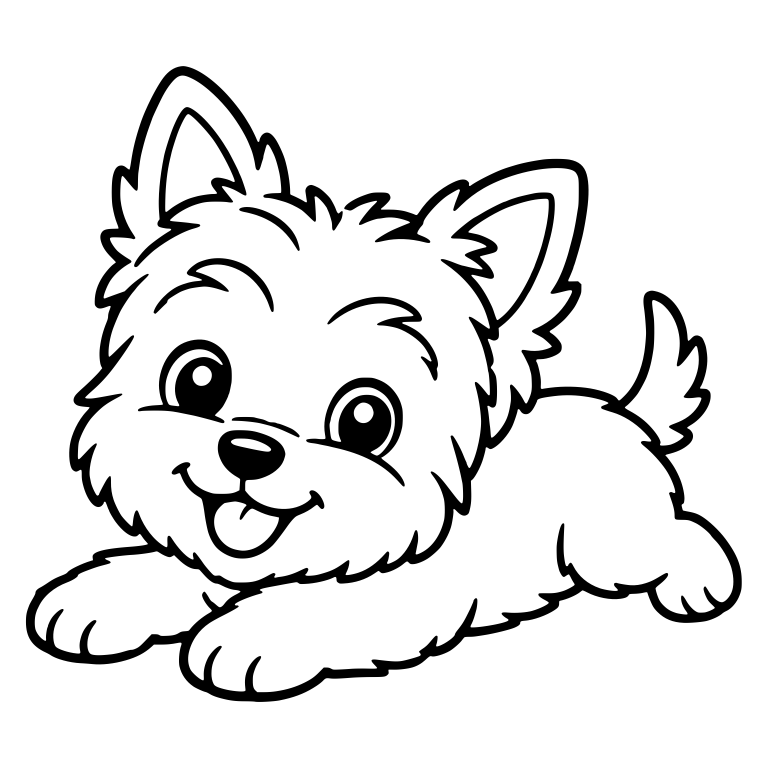 Yorkie Puppy Lying Down With Tongue Out — free animal SVG cut file