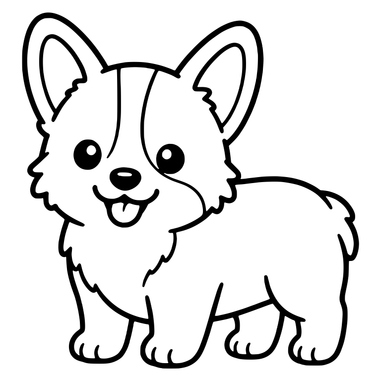Standing Corgi Puppy Facing Front With Open Smile — free animal SVG cut file