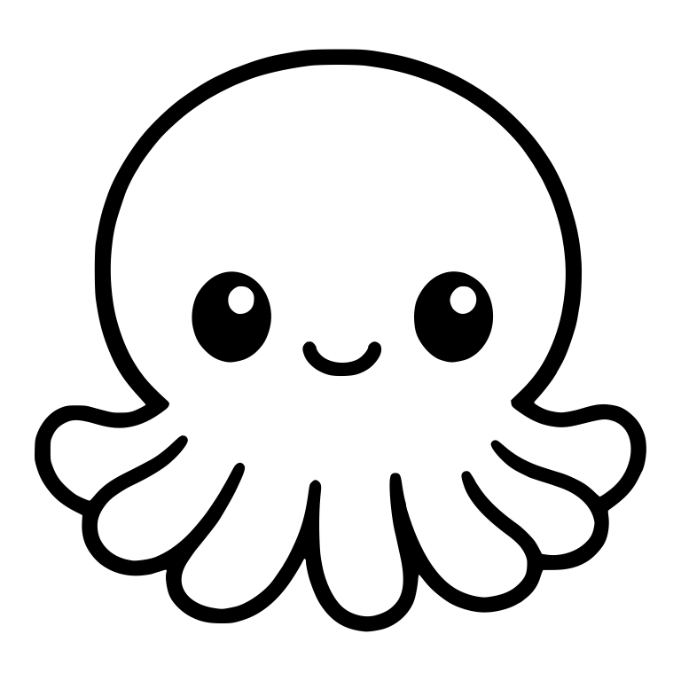 Classic Smiling Octopus With Fanned Tentacles — free animal SVG cut file