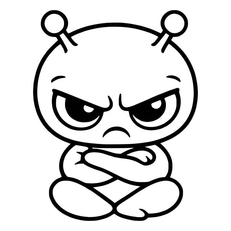 Grumpy Alien Sitting Cross-Legged With Ball Antennae — free fantasy-creature SVG cut file