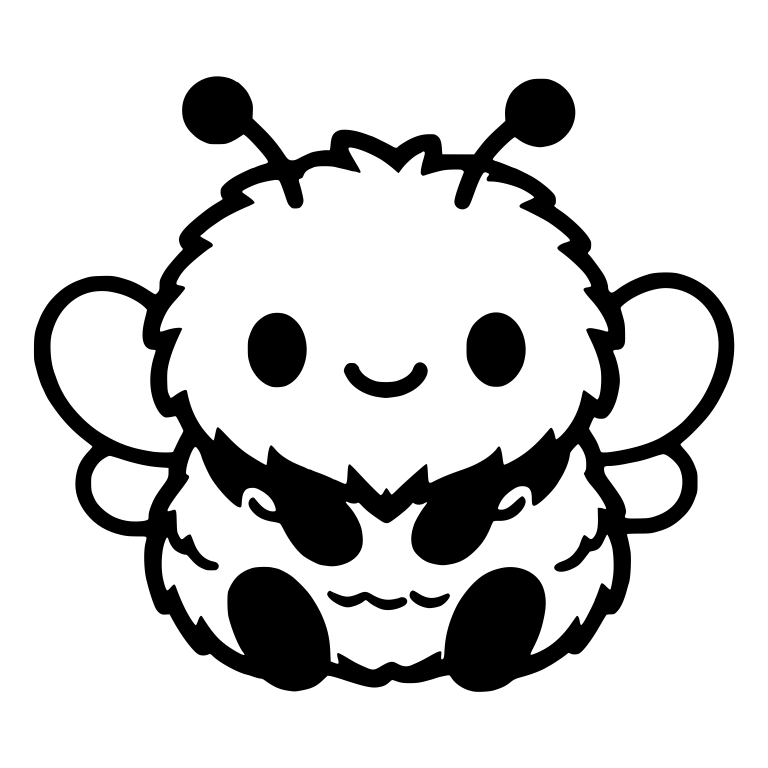 Fuzzy Sitting Bee With Ball Antennae and Furry Body — free insect SVG cut file