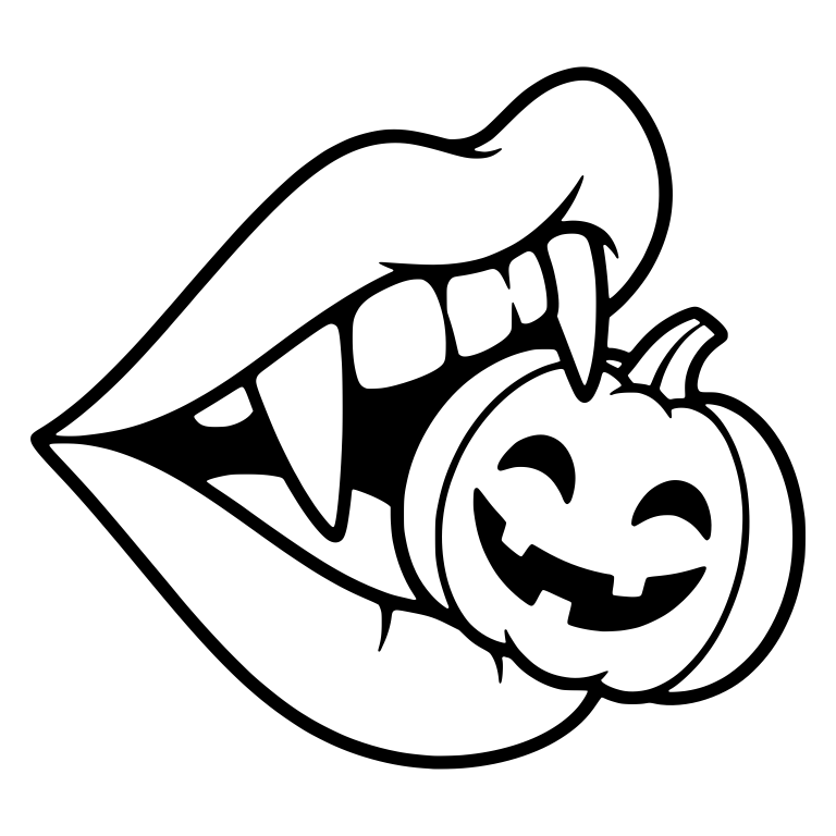 Tilted Vampire Mouth With Happy Jack-O'-Lantern — free fantasy-creature SVG cut file