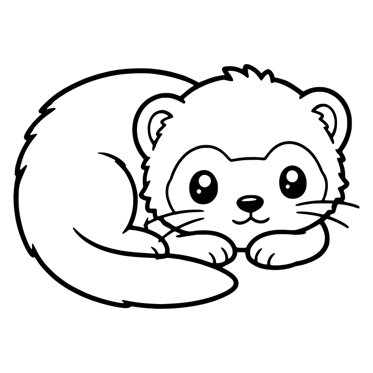 Baby Ferret Kit Lying Down with Chin on Paws — free animal SVG cut file