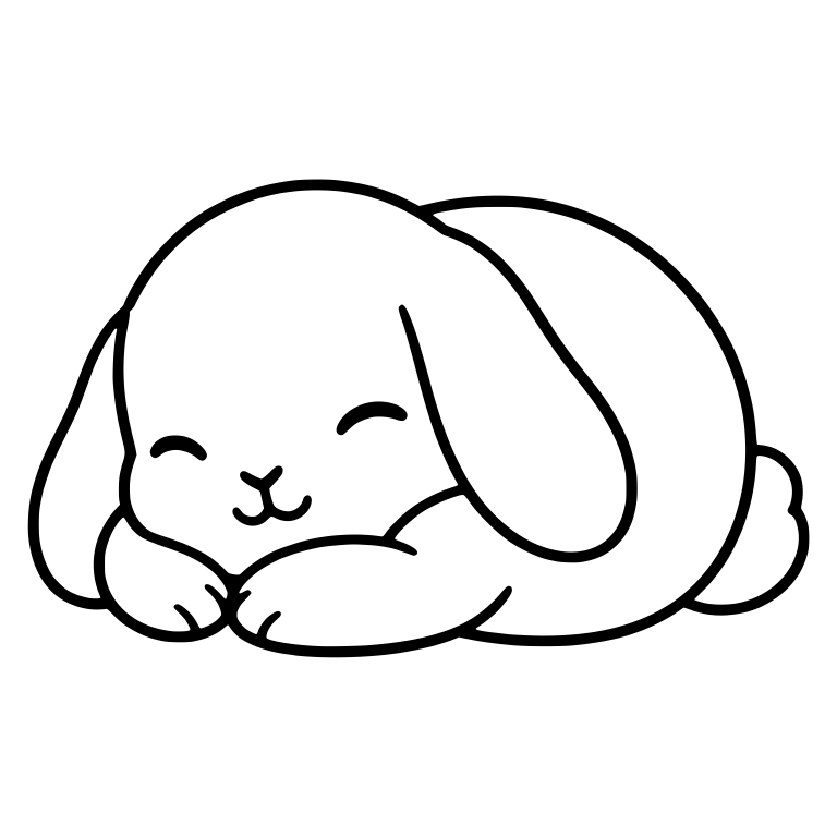Napping Holland Lop Bunny Curled Up With Paws Folded — free animal SVG cut file
