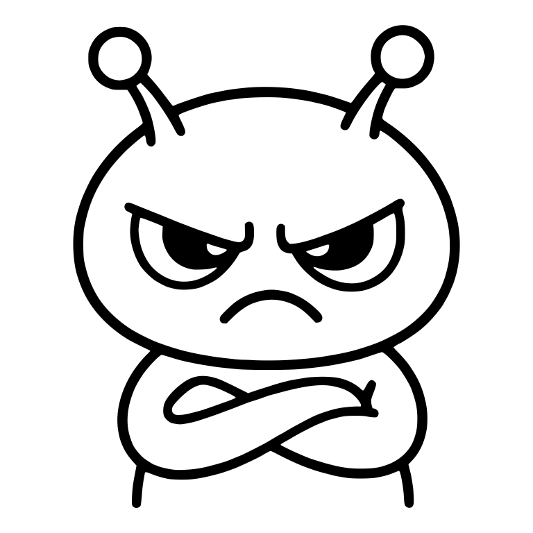 Frowning Antenna Alien Close-Up With Folded Arms — free fantasy-creature SVG cut file