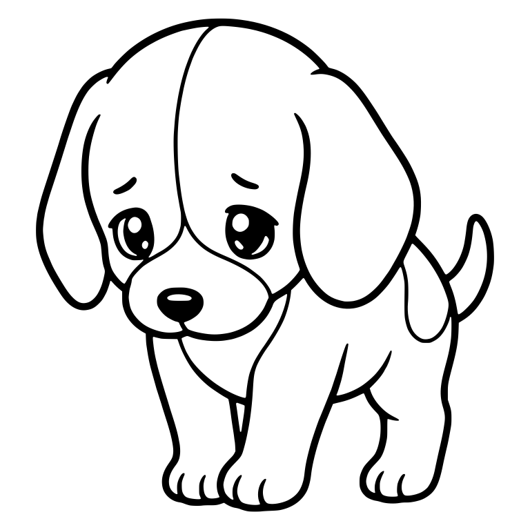 Shy Beagle Puppy Standing with Worried Eyes — free animal SVG cut file