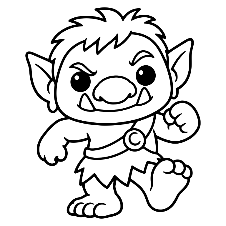 Marching Troll With Raised Fist and Big Bare Foot — free fantasy-creature SVG cut file
