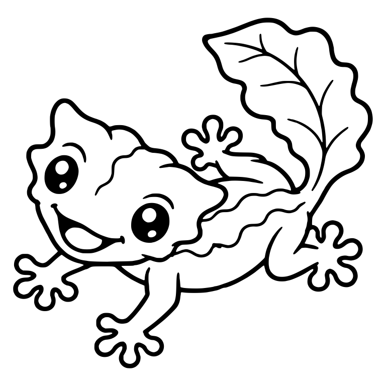 Happy Leaf-Tailed Gecko Crawling With Raised Leaf Tail — free animal SVG cut file