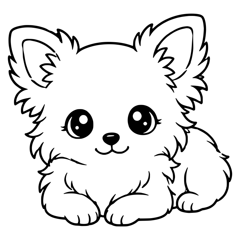 Fluffy Longhair Chihuahua Lying Down With Paws Forward — free animal SVG cut file