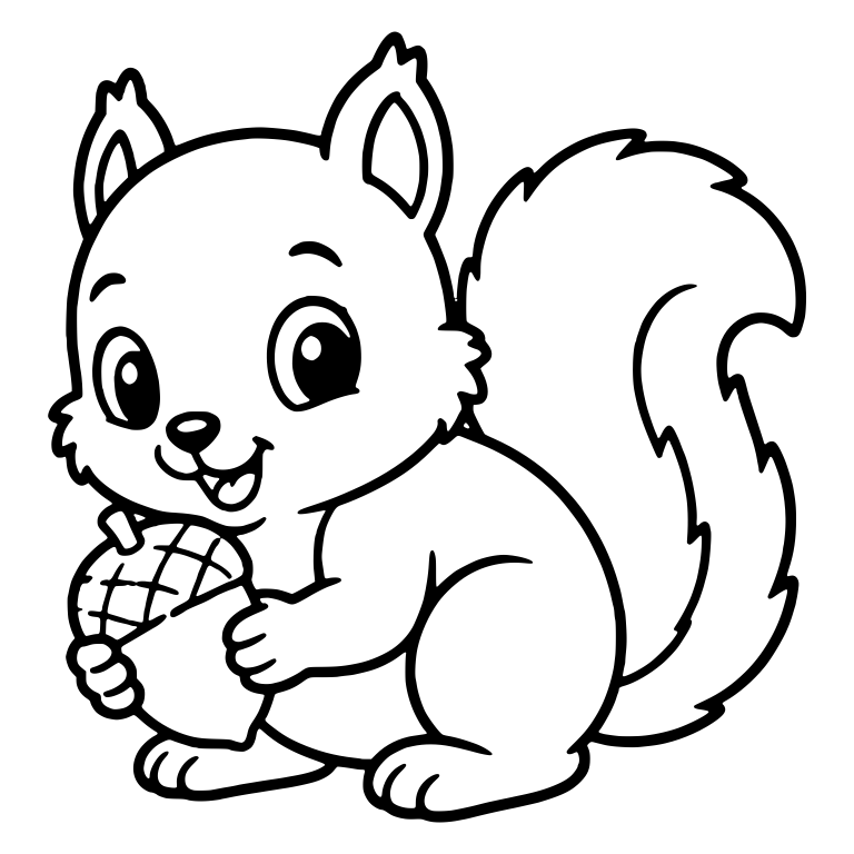 Squirrel Crouching with a Large Acorn in Both Paws — free animal SVG cut file