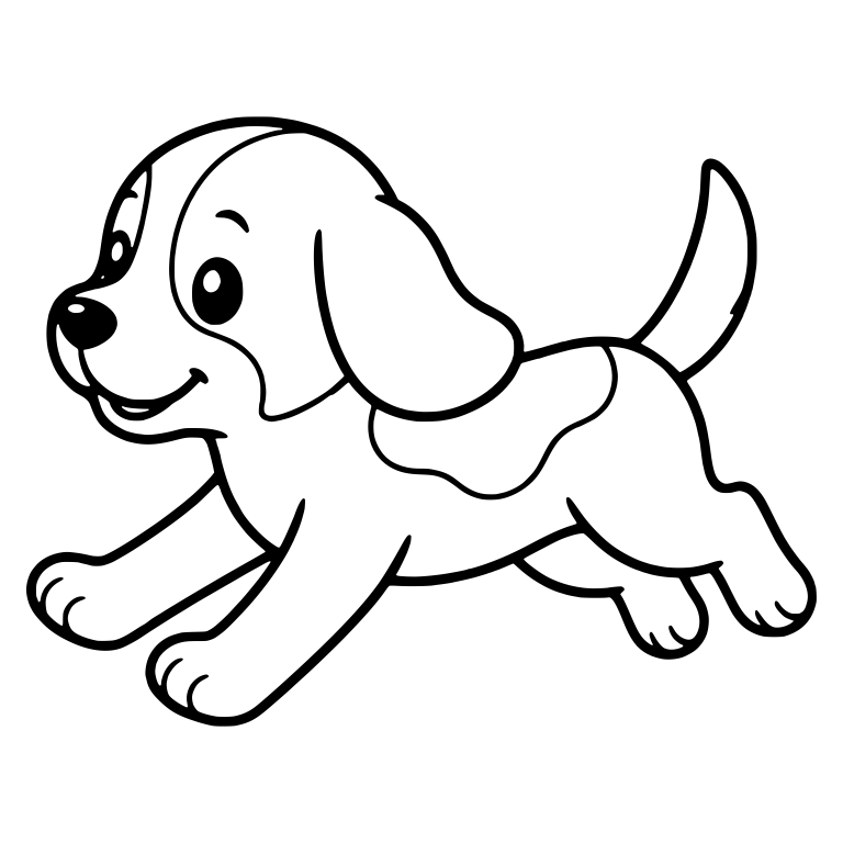 Running Beagle Puppy Facing Left With Stretched Legs — free animal SVG cut file