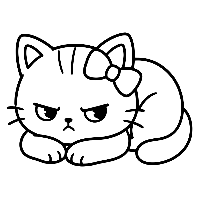 Irritated Kitten Lying Down With Head Bow — free animal SVG cut file