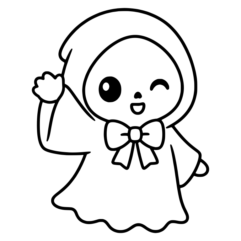 Waving Winking Grim Reaper With Ribbon Bow — free characters SVG cut file