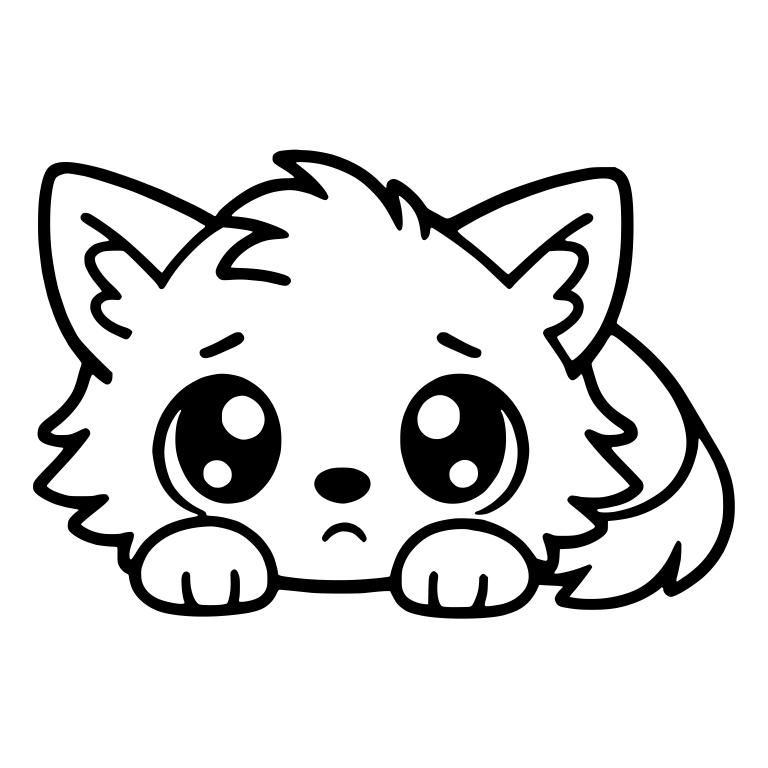 Sad-Eyed Wolf Pup Lying Down With Paws Forward — free animal SVG cut file