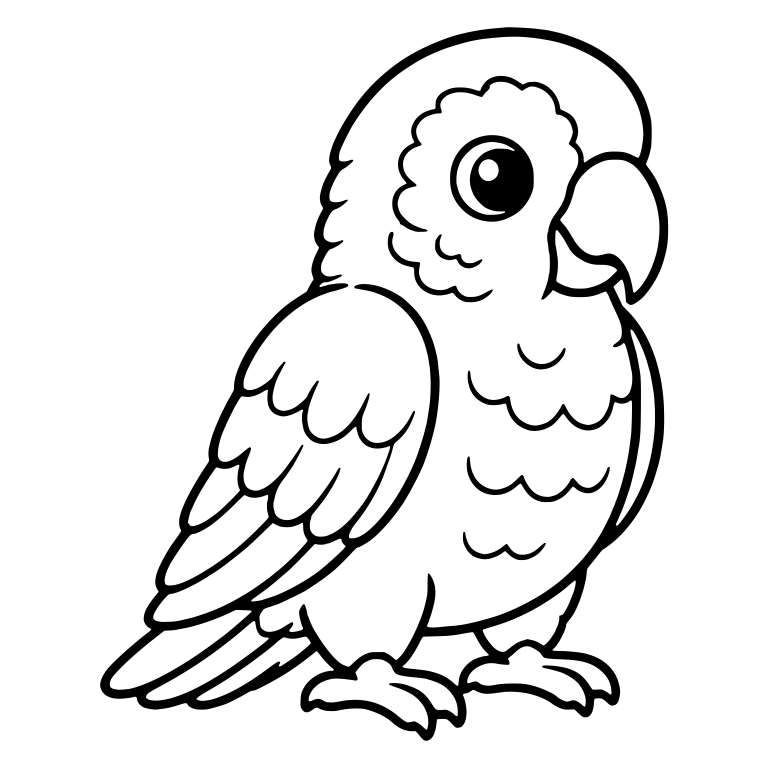 Parrot Facing Right With Cheek Patch And Chest Scallops — free animal SVG cut file