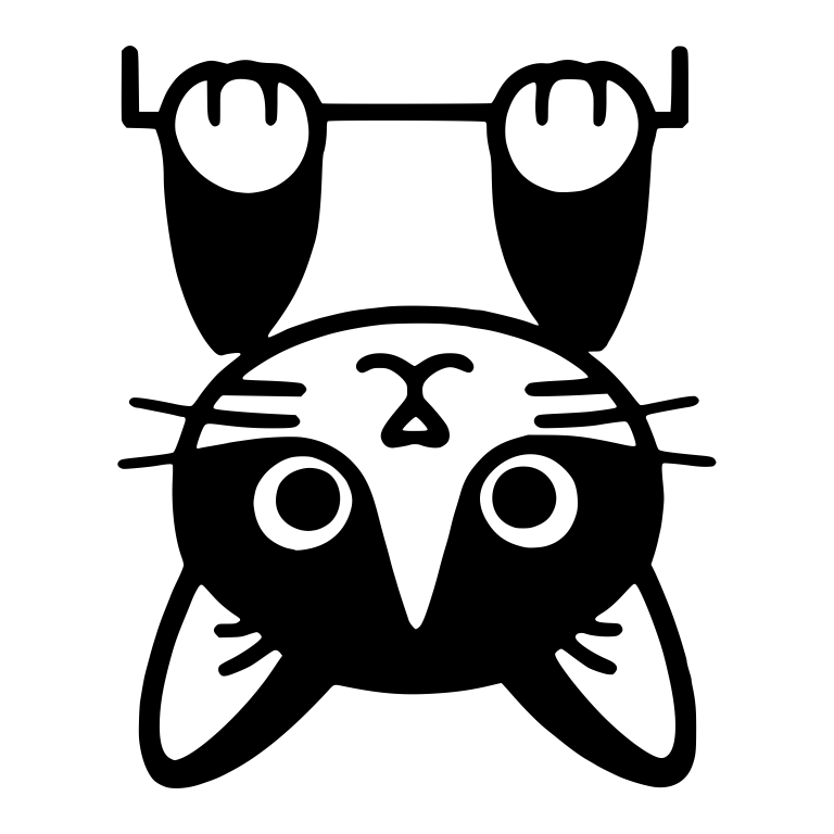 Tuxedo Cat Hanging Upside Down From Bar — free animal SVG cut file