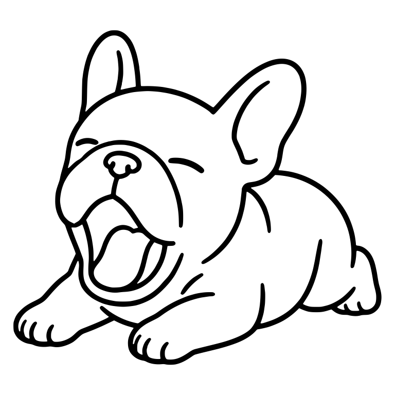 French Bulldog Yawning While Lying on Belly — free animal SVG cut file