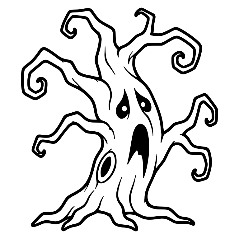 Sad Tree with Spiral Curled Branch Tips — free floral SVG cut file