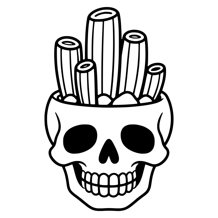 Grinning Skull Planter With Five Organ Pipe Cacti — free skeleton SVG cut file