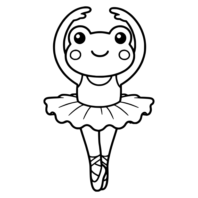 Ballerina Frog in Tutu on Pointe With Arms Overhead — free animal SVG cut file