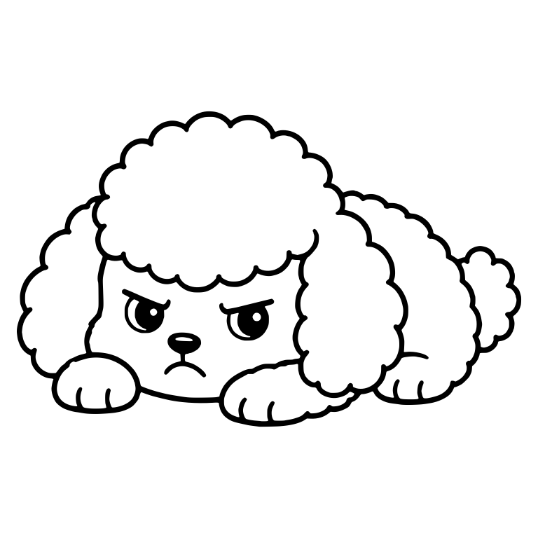Grumpy Toy Poodle Puppy Lying Down with Tail Pompom — free animal SVG cut file
