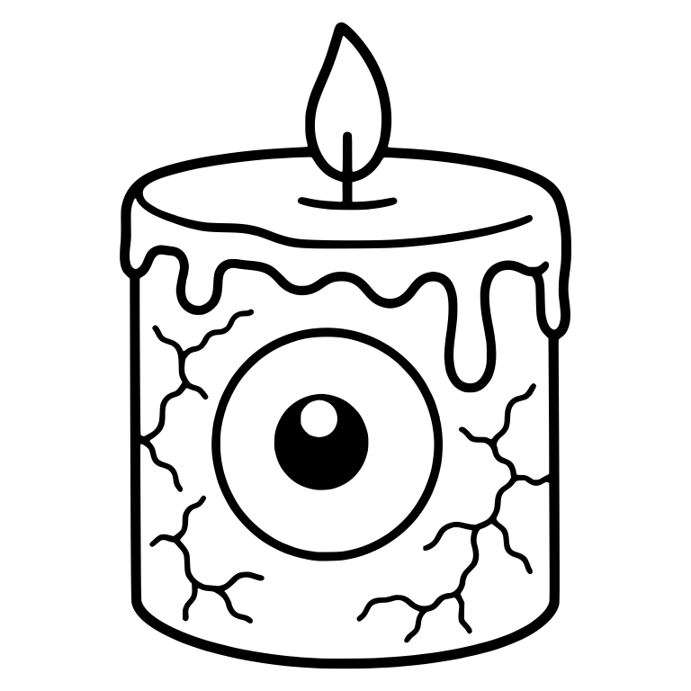 Pillar Candle with Large Eyeball and Wax Drips — free objects SVG cut file