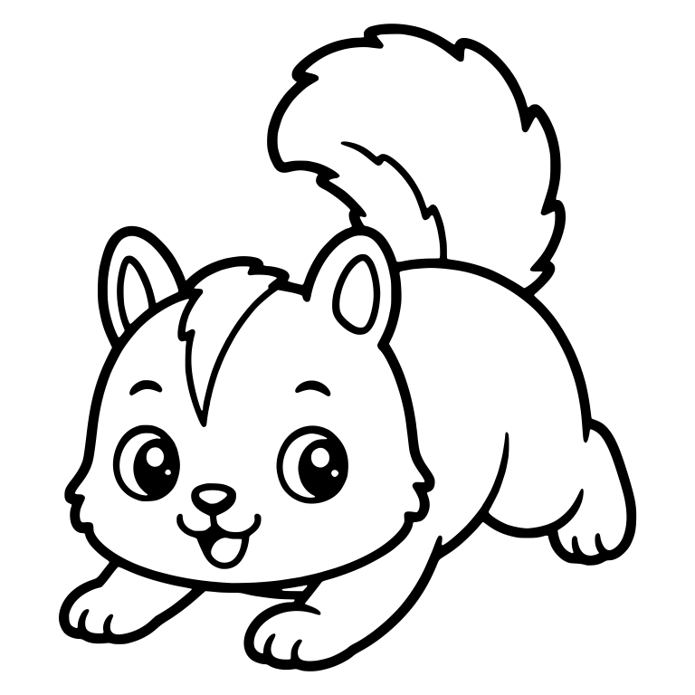 Baby Squirrel in Playful Crouch with Tail Curled Up — free animal SVG cut file