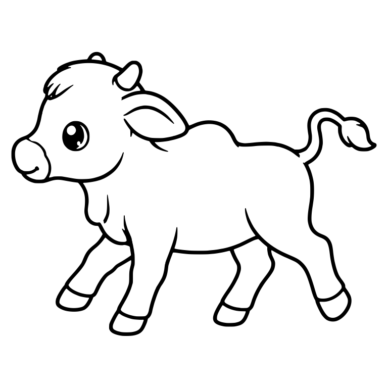 Walking Calf With Curled Tail Tuft And Tiny Horns — free animal SVG cut file
