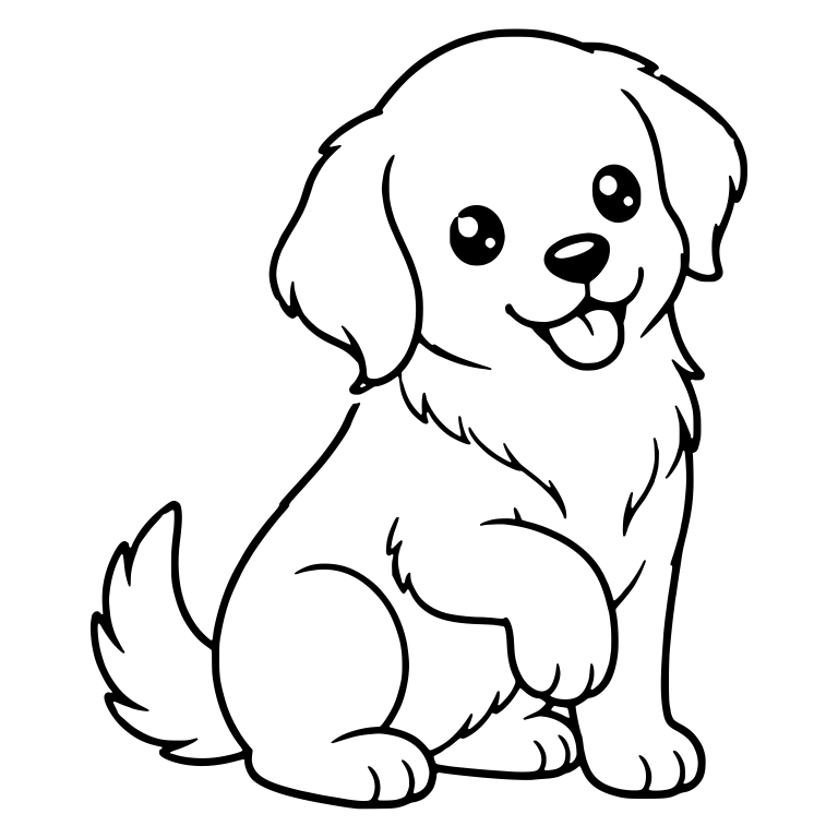 Golden Retriever Puppy Sitting With Paw Raised To Chest — free animal SVG cut file