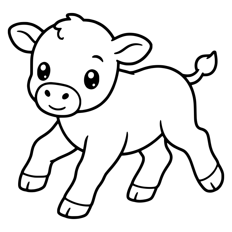 Kawaii Calf Trotting With Tufted Tail Up — free animal SVG cut file