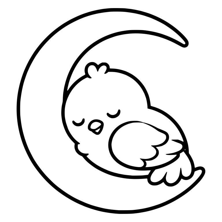 Sleeping Bird Curled Inside Crescent Moon — free animal SVG cut file