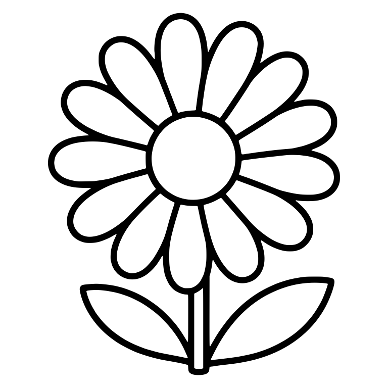 Classic Daisy With Round Center And Two Leaves — free floral SVG cut file