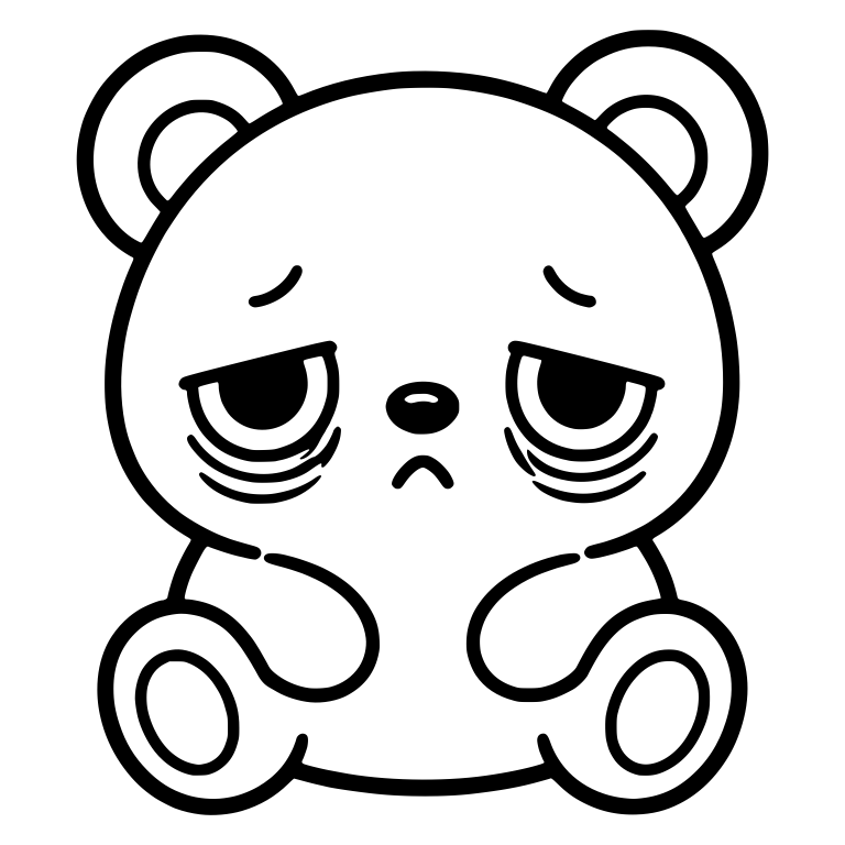 Sad Bear With Heavy Eye Bags And Frown — free animal SVG cut file