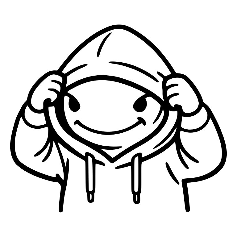 Smiley Face in Hoodie Pulling the Hood Forward — free characters SVG cut file