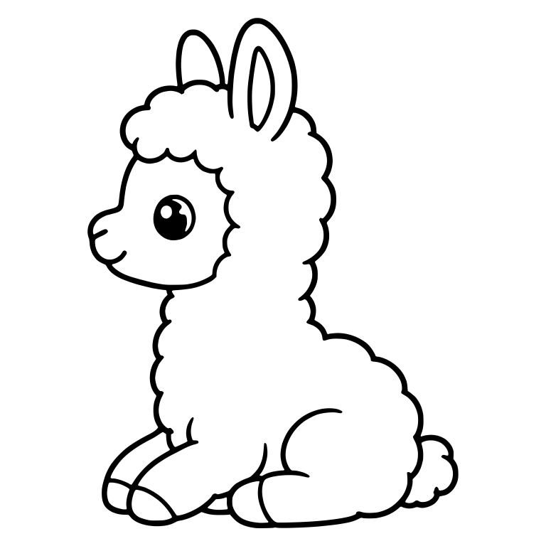 Sitting Llama Profile With Shiny Eye and Small Tail — free animal SVG cut file
