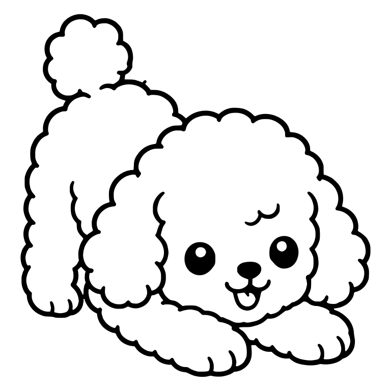 Tiny Toy Poodle Puppy in Play Bow With Tongue Out — free animal SVG cut file
