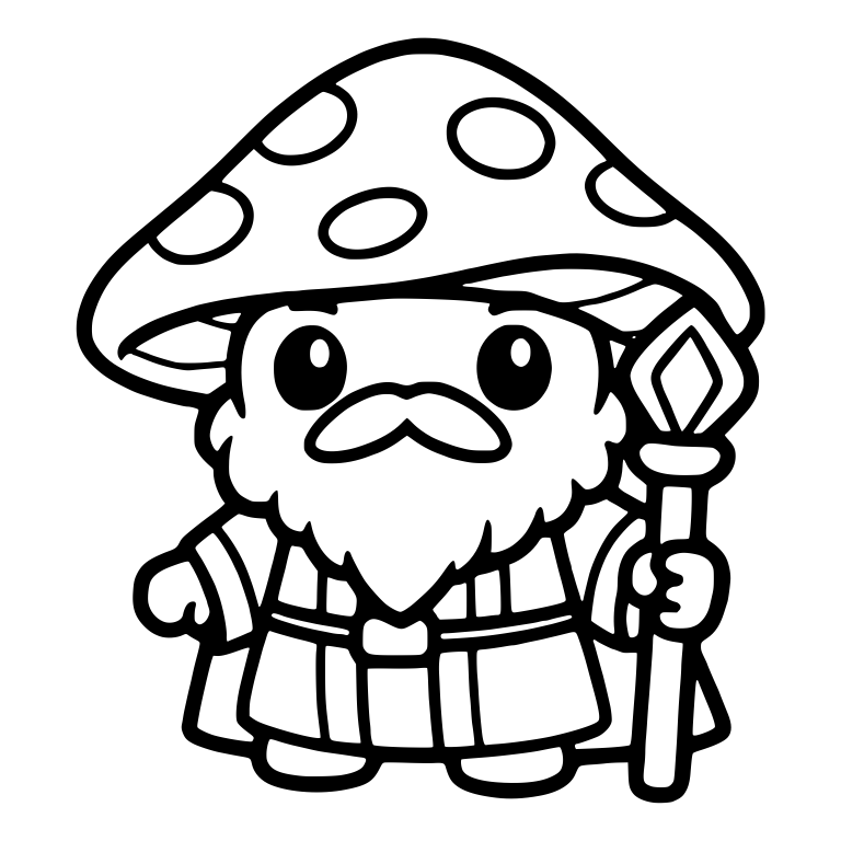 Bearded Mushroom Wizard with Robe and Staff — free characters SVG cut file