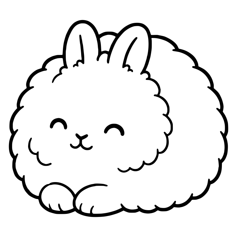 Kawaii Jersey Wooly Bunny Curled Up With Closed Eyes — free animal SVG cut file