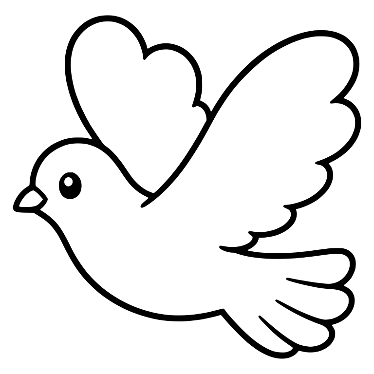 Flying Dove With Heart-Shaped Wing Raised — free animal SVG cut file