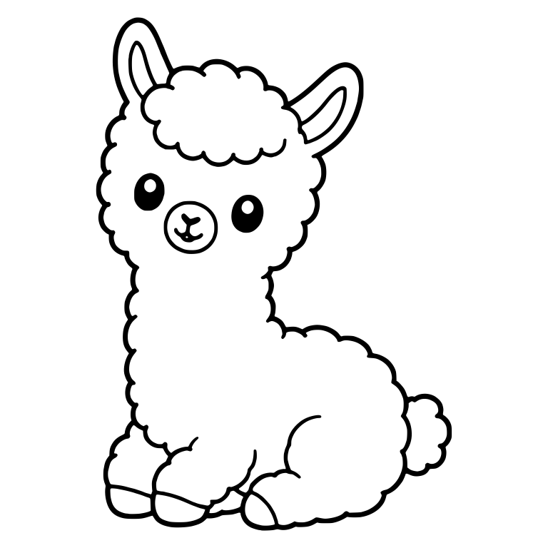 Sitting Baby Llama With Tilted Head and Topknot — free animal SVG cut file