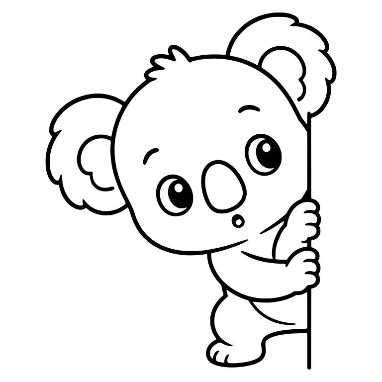 Curious Koala Peeking Around a Tree Trunk Edge — free animal SVG cut file